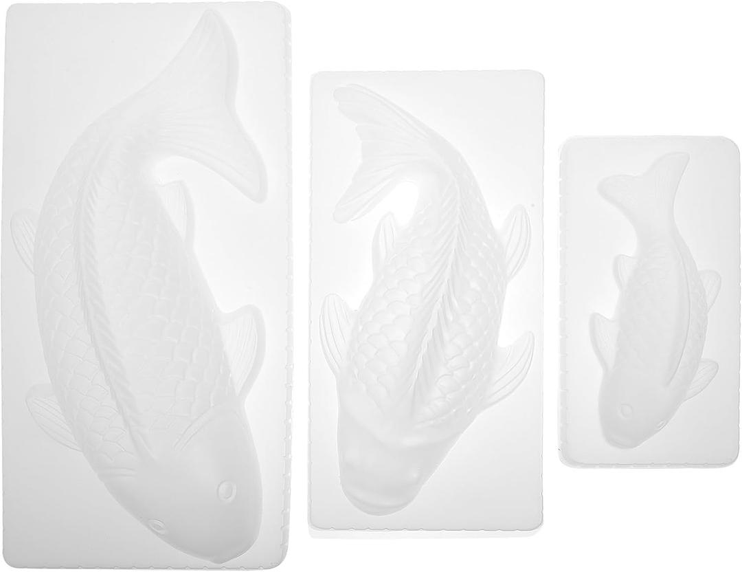 ABOOFAN Fish Shaped Silicone Mold Set 3 Pieces for Baking Jelly Candy Chocolate Fondant Rice Cake Non-Stick Kitchen Baking Tool 12.4X6.1X2.75 Inches