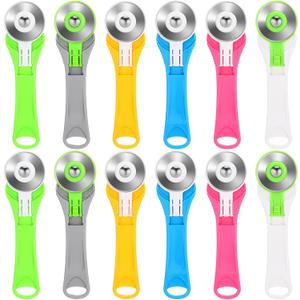 12 Pcs 28mm Fabric Rotary Cutter Precision Cloth Cutting Tool with Safety Lock for Sewing, Crafts with Comfortable Handle Craft Supplies