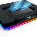 KLIM Turbofrost Gaming Laptop Cooling Pad - 4 Powerful Turbo Fans - 4 x 4000 RPM, Dynamic RGB, 4-Ports USB, Laptop Cooler 2 Power Modes USB-C/DC, Sealed Foam for Fast Cooling - Up to 17in - Black