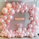 Pearl Pink Balloons Double Stuffed Pastel Light Pink Balloon Arch Kit Thick Latex Different Sizes 18/12/5in Balloon Garland for Birthday Valentine Mothers Day Wedding Baby Shower Party Decor