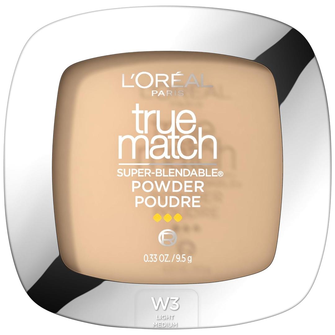 L'Oreal Paris True Match Super Blendable Oil Free Powder Foundation, W3 Light Medium, 0.33 oz