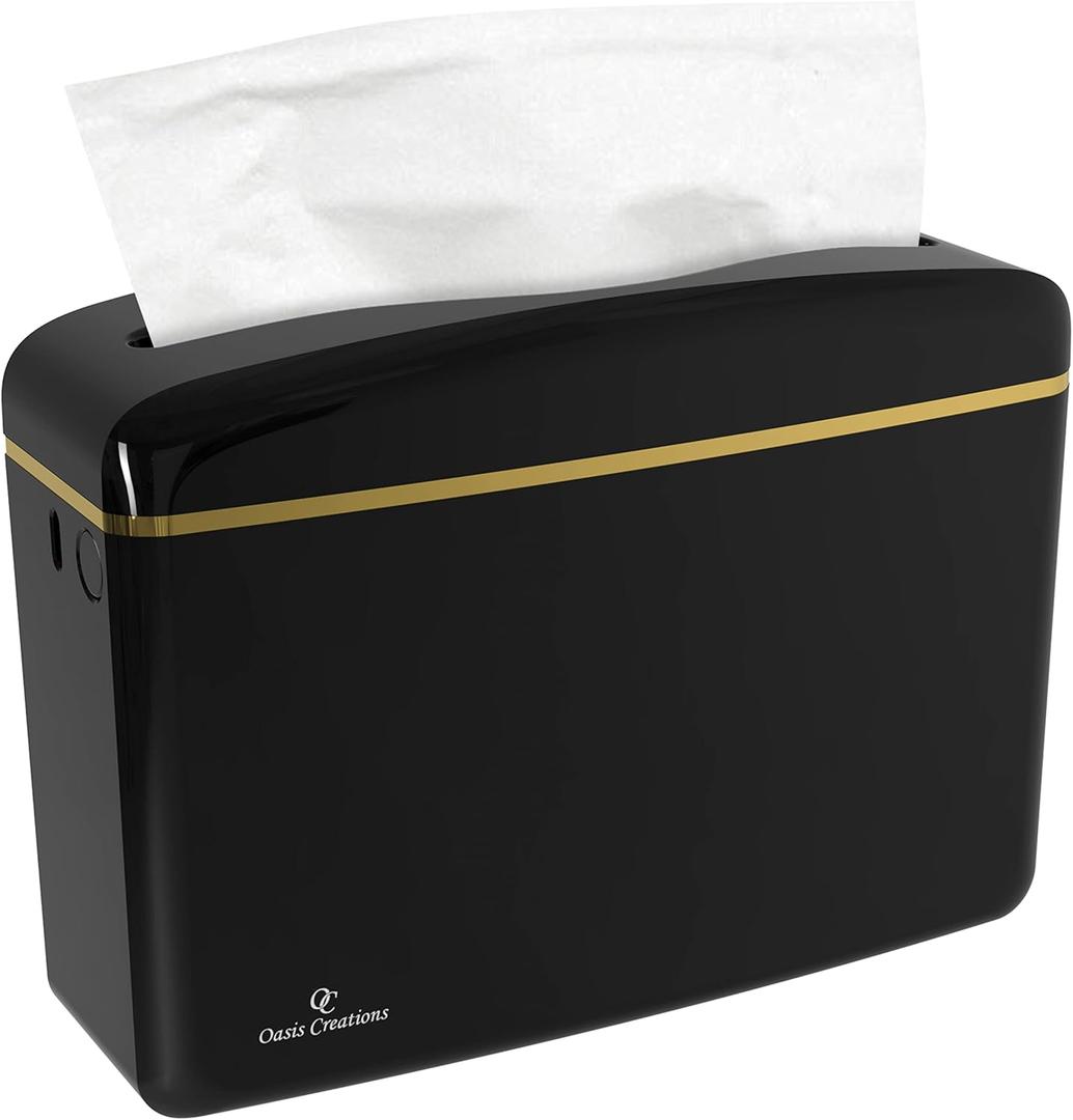 Countertop Multifold Hand Paper Towel Dispenser by Oasis Creations, Single Sheet Dispensing Glossy Black