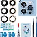 Rear Camera Lens Glass Replacement with Adhesive Pre-Installed Compatible for iPhone 13 Pro / 13 Pro Max (3 Pieces/Set) with Repair Tools and Installation Manual