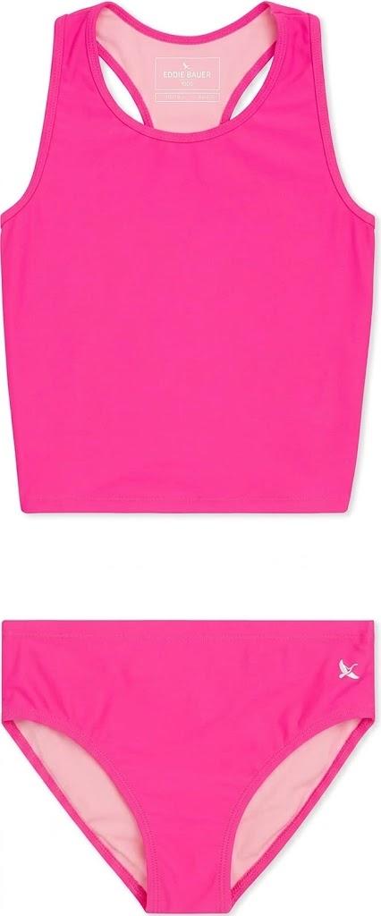 Eddie Bauer Girls' UPF 50+ Swim Bikini Bottom and Racerback Tankini Set M