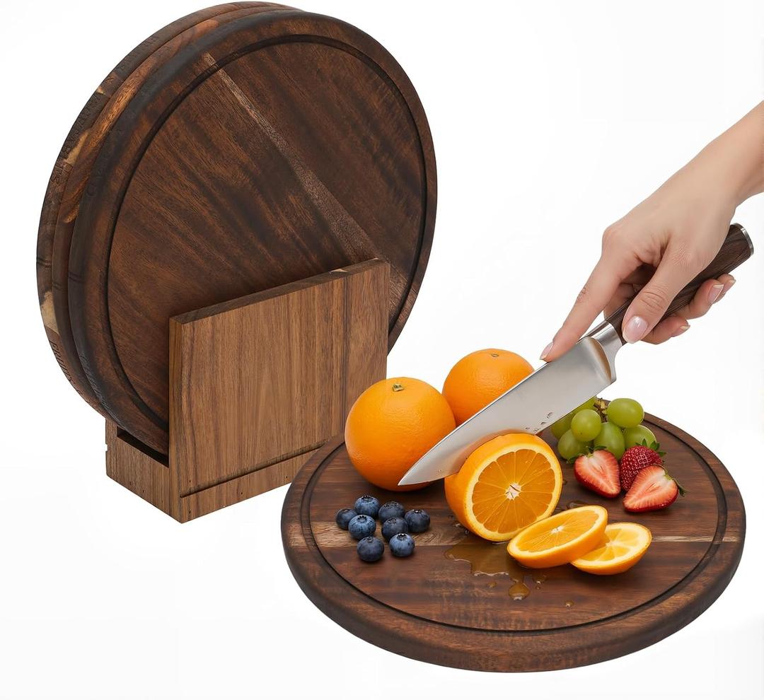 tonchean Book Cutting Board Set with Wooden Stand, 12.99inx12.99inx0.79in