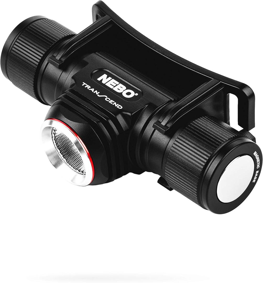 NEBO Transcend Rechargeable Headlamp | 1000 Lumens, 5 Light Modes, Detachable Magnetic Work Light, Water Resistant, Bright LED Headlight for Hiking & Camping, Includes USB Charging Cable