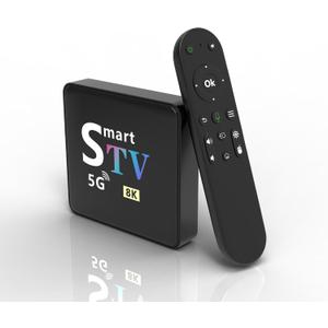 Streaming Media Player Converts Regular TV to Smart TV 4K Resolution Built-in Android 14.0 OS Quad-Core Processor WIFI6 Bluetooth Bluetooth Voice Remote 2GB+8GB Memory (M9-8K)