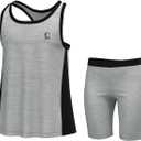 Girls Tank Tops and Shorts Summer Outfits, Athletic Activewear Loose Fit Cute Girls' Fashion Clothing Sets Size 3-16 (7-8, Marl Gray)