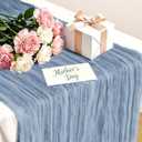 Blue Table Runner, 10 Ft 120 in Cheesecloth Table Runner, Gauze Rustic Spring Table Runners for Wedding, Party, Baby & Bridal Shower, Boho Cheese Cloth Table Runners for Valentines Easter Mother's Day