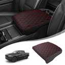 Center Console Cover for 2019-2026 Dodge Ram 1500 2500 3500 Accessories, PU Leather for 5th Ram 1500 Armrest Cushion Pad Anti-Scratch, Black/Red Stitching