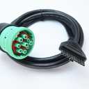 Green 9pin J1939 to 10pin Cable for PT30 ELD Logbook Compliant ECM w/DOT, Compatible with Most Trucks Freighliner & Kenworth, etc