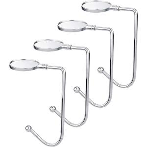 Komotu 4 Pieces Christmas Stocking Holders Mantel Hooks Hanger Christmas Safety Hang Grip Stockings Clip for Christmas Party Decoration, Silver