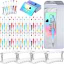 Tenceur 148 Pcs Beadable Pen Set Back to School Gift 48 Plastic Beadable Pen 48 Resealable Pouch Bag 48 Thank You Cards 4 Pcs Plastic Pen Holder Clear Display Stand for Student(Gradient Color)