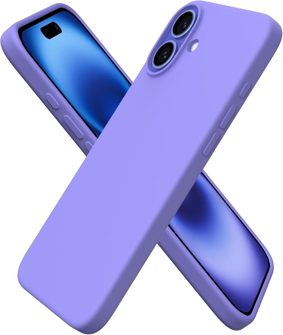 ORNARTO Compatible with iPhone 16 Plus Case 6.7, Slim Liquid Silicone 3 Layers Full Covered Soft Gel Rubber Phone Case Protective Cover 6.7 Inch, Periwinkle