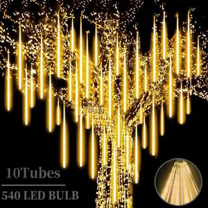 High Brightness 10 Tube 540 LED 20 Inch Meteor Shower Rain Lights Cascading Falling Rain Outdoor Lights for Christmas Eaves Tree Decoration Icicle Raindrop(Can Connect 100 Sets)