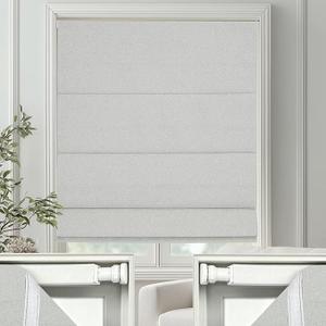 Changshade No Drill Roman Shades Cordless Blinds Blackout for Indoor Windows, Room Darkening Black Out Tension Rod No Hardware No Tools Inside Mount,Shade Size 22 Inch Wide 50 Inch High,Greyish‌ White