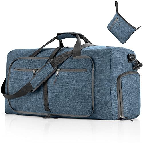 Travel Duffle Bag for Men, 85L Foldable Travel Duffel Bag with Shoes Compartment Overnight Bag for Men Women,Blue