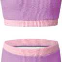 blibean Tween Girls Swimsuits Two Piece Colorblock Bikini Sets with Chest Pad, 14-15 Years