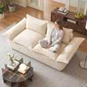 JUIKURY 55" Convertible Corduroy Sofa Bed, Boneless Foldable Loveseat Sleeper Couch, Compressed Foam Floor Sofa with Removable Cushions & Pillows for Small Space Living Room