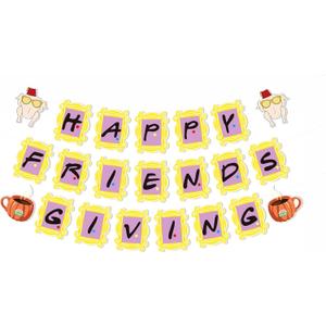 Happy Friendsgiving Banner, Thanksgiving Party Decoration, Mirror Frame Design for Thanksgiving Friends Party Decorations
