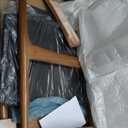 Solid Wood Dining Chair, Mid Century Dining Chair, Upholstered PU Leather Chair with Wide Curved Backrest, Chair for Dining Room, Kitchen, Walnut Finish (1-Pack)