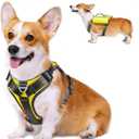 Fida Dog Harness, Multi-Functional No-Pull Pet Vest Harness with Saddle Bags Backpack, Front Leash Clip, Adjustable Soft Padded Reflective No-Choke Dog Vest Heavy Duty for Medium Dog, M, Yellow