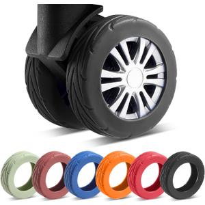 8 Pcs Upgrade Luggage Wheel Covers, Carry On Luggage Suitcases,Wear-Resistant, Anti-Noise, Silicone Wheel Protective Covers for 2-2.4" Spinner Wheel (Black)
