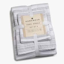 Homewear Towel Bundle Set Of 6.  2 Bath Towels 27" x 52".  2 Hand Towels 16" x 26".  2 Wash Cloths 12" x 12". 70% recycled cotton 30% polyester