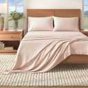 Great Bay Home Flannel Sheet Set California King Size - 100% Turkish Cotton, Double-Brushed, Winter Bed Sheets - Ultra-Soft, Cozy, 4-Piece Bedding Set (Blush Pink)