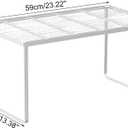 Kitchen Cabinet Storage Shelf Stackable Wire Spice Rack Organizer Heavy Duty Space Saver for Bathroom Bedroom Closet Laundry Room Office Countertop - White, Pack 1