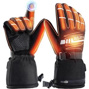 AGPTEK Heated Gloves for Men Women, 7.4V Fast Heat Rechargeable Winter Glove with Battery Indicator &Touchscreen, Waterproof Hand Warming for Skiing, Hiking, Camping, Fishing, Motorcycle (Small)