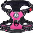 PoyPet No Pull Dog Harness, No Choke Front Lead Dog Reflective Harness, Adjustable Soft Padded Pet Vest with Easy Control Handle for Small to Large Dogs(Pink,S)