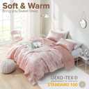 Comfort Spaces Juliette Luxe Comforter Set Velvet Lush with Soft Brushed Microfiber Reverse, All Season Cozy Velvet Bedding Sets, Fluffy Comforter Bed Set, Matching Sham, Blush King 3 Piece