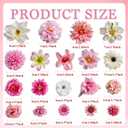 Artificial Flowers Heads for Crafts Pink White Fake Flowers Bulk Silk Roses - DIY Home Spring Garden Floral Party Wildflower Garland Hanging Decoration Small Silk Faux Flowers Heads 3-8cm (Pink White)