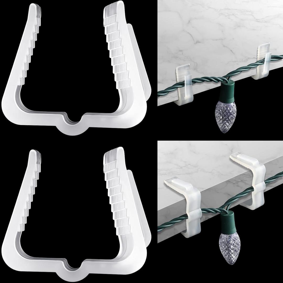 Marsui 50 Pcs Christmas Light Clips Small Outdoor Roof Gutters and Shingles Hooks 1 5/8 Inch Fascia Boards Hanger Plastic Holiday String Light Clips for Xmas Outside Decoration Fence Eave (White)