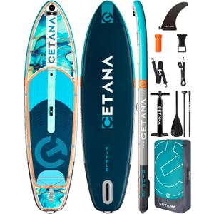 CETANA 11'635" Extra Wide Stand Up Paddle Board for Adults & Youth, 400lb Capacity Inflatable Paddle Board, Sup for 2+1 Person with Removable US Fin, 100L Backpack, Floating Paddle, Safety Leash
