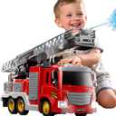 JUKUDAHU Fire Truck Toy for Kids 3 4 5 6 7 8 Years Old - Fire Trucks Playset with Rotating Ladder, Sound and Light, Vehicle Toys for Boys 5-8, City Cars Toyset, Birthday Gifts for Girls Toddlers 3+