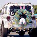 Knitgrip Easter Bunny Butt Wreath DIY Kit Spring Easter Tinsel Garland with LED String Lights Bunny Butt and Ears Wreath Attachment for Craft Front Door Car Spare Tire DIY Outdoor Decoration