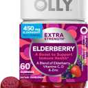 OLLY Extra Strength Elderberry Gummies, Immune Support, 450mg Elderberry, Vitamin C, D and Zinc, Berry - 60 Count