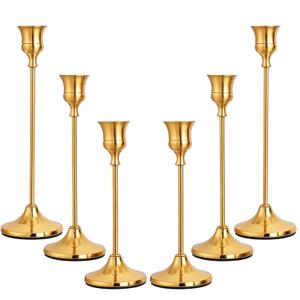 Candlestick Holders Gold Taper Candle Holders 3 pcs Candle Sticks Holders for Home Decor Table Centerpiece Wedding Housewarming Festival (2 Sets-6Pcs)