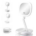 6.3 Makeup Mirror with Light and Magnification, 10X/1X Light Up Makeup Mirror Lighted Make Up Mirror with Adjustable Height Double Sides Folding Magnifying Mirror with Light (White)