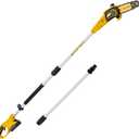 Updated Cordless Pole Saw, Compatible with Dewalt 20V Max Batteries, 8 Inch Low Kick-Back Bar and Chain, Extension Pole for Up to 15 FT Reach, Auto Lubrication System, Battery & Charger not included