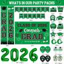 Graduation Decorations Class of 2026 - Green Graduation Party Supplies Include Grad Backdrop, Banner, Hanging Swirls, Porch Sign, Balloons, Foil Number 2026 for Congrats Grad Party Decorations