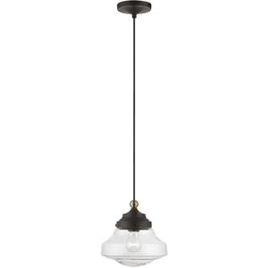 Livex Lighting, 41293-07, Avondale, Mini Pendant, Bronze with Antique Brass Accent