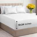 Extra Deep King Sheet Set - 6 Piece Breathable & Cooling Sheets - Hotel Luxury Bedding Set w/18-24 Inch Extra Deep Pockets - Easy & Secure Fit - Super Soft, Wrinkle Free and Comfy - White, King Size