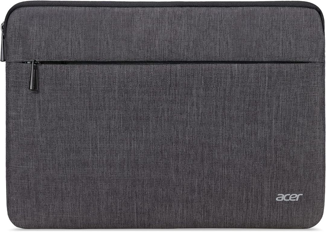 Acer Protective Laptop Sleeve | Up to 15.6" Notebook | Easy Access Outside Zipper Pocket for Adapters, Mouse or Dongle | Gray