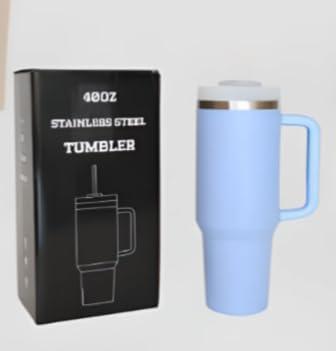 40oz Stainless Steel Tumbler with Handle, Travel Mug (Light Blue)
