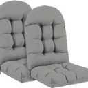 Outdoor Adirondack Chair Cushions Set of 2, 44x19x4 Inch Rocking Chair Cushion, High Back Patio Soft Seat Pad with Ties, Indoor Outside Use, Fade-Resistant & Waterproof, Light Gray