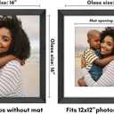 Americanflat 16x16 Picture Frame with Polished Plexiglass - Use as 12x12 Frame with Mat or Display 16x16 Photo Without Mat - Hudson Collection - Wide Square Frames for Wall Display - Black