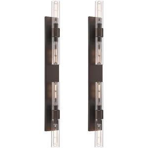 Farmhouse Wall Sconces Set of Two, HWH 4 Light Bathroom Vanity Lights Over Mirror, 40'' Vanity Light Bar Wall Mounted Vertical and Horizontal, Oil-Rubbed Bronze Finish, 5HY104B-4W-2PK ORB